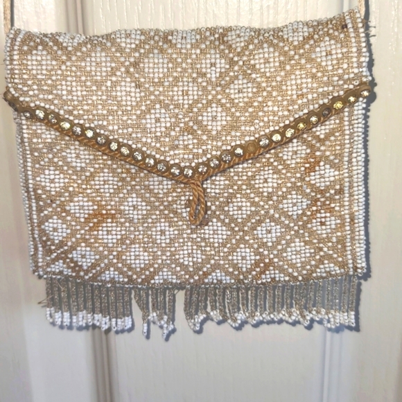 Antique Beaded Diamond Patterned Evening Bag - Picture 1 of 13